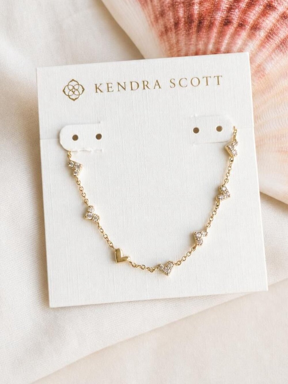 Kendra Scott Haven Heart Gold Crystal Chain Bracelet - Picture 2 of 2